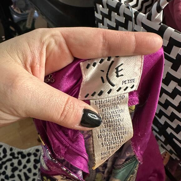 ICE V-Neck Paisley Satin Slip Mini Dress Purple Y2k - Picture 2 of 5